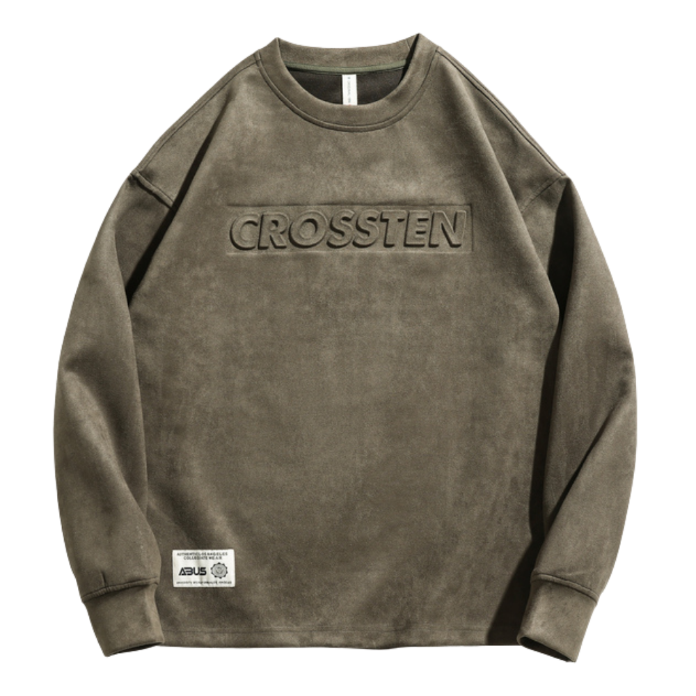 3D Embossed Letter Suede Sweatshirt