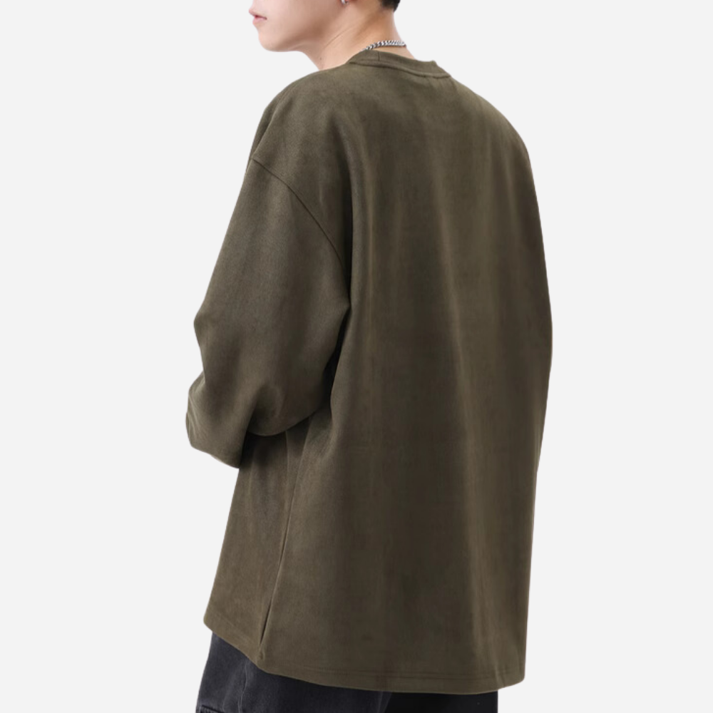 3D Embossed Letter Suede Sweatshirt