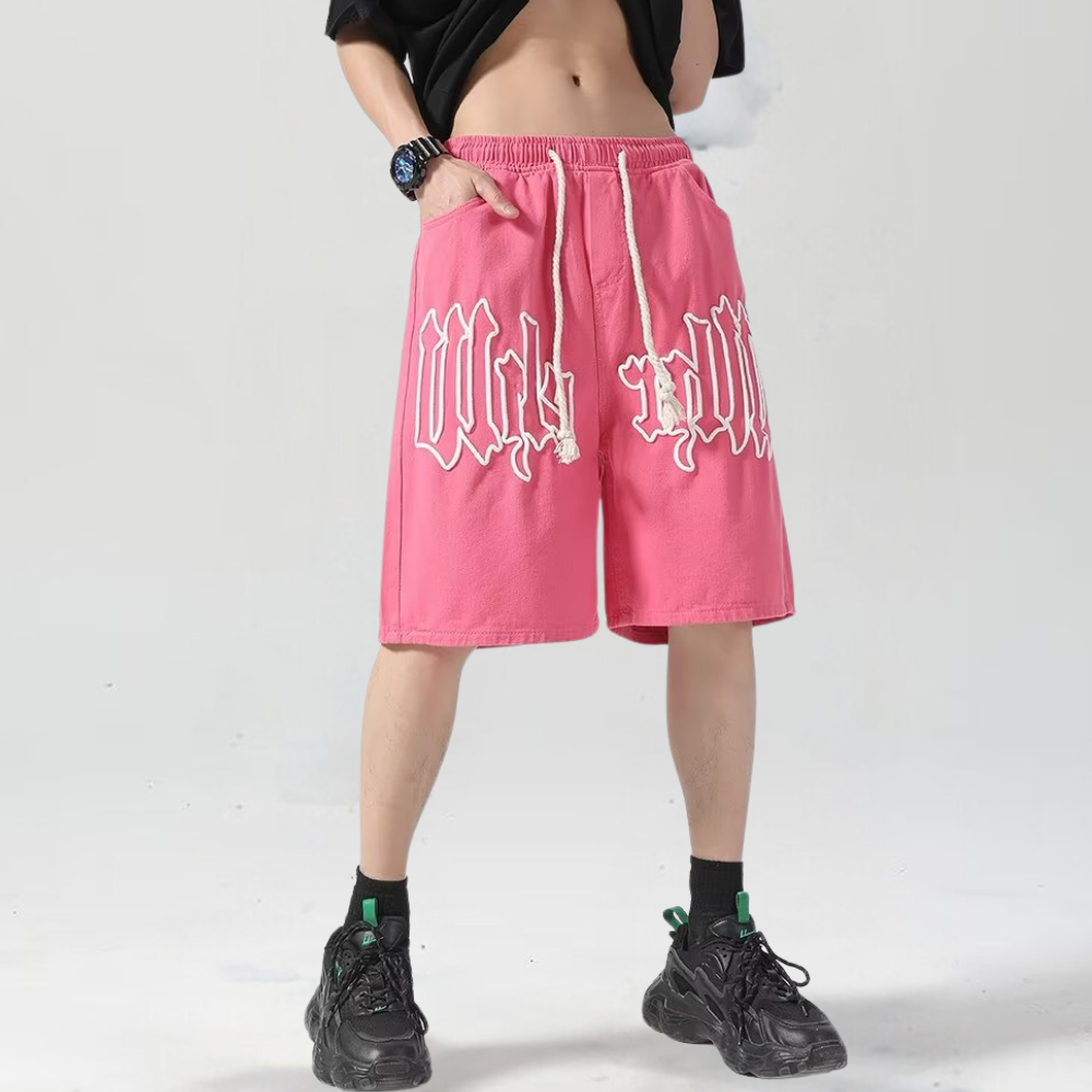 3D Letter Drawstring Shorts