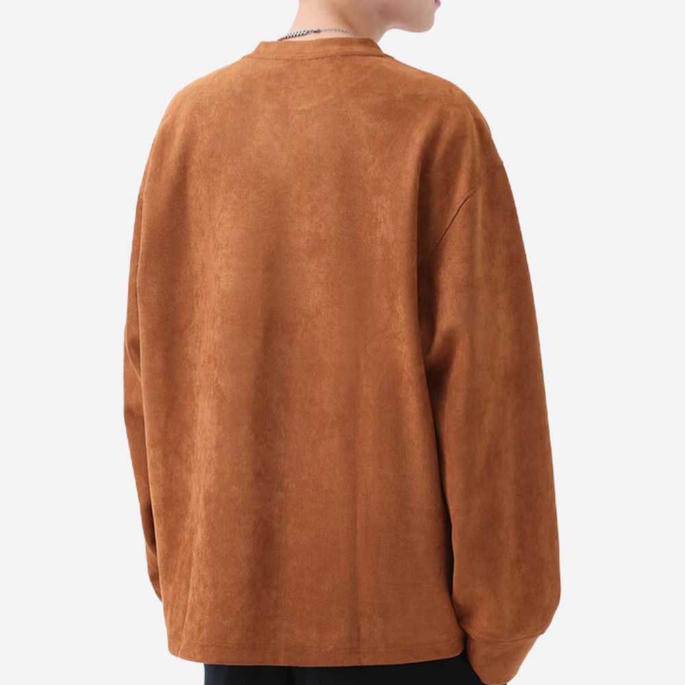 3D Embossed Letter Suede Sweatshirt