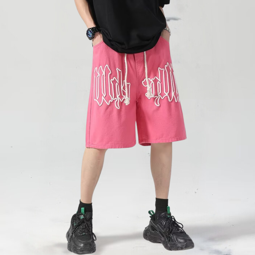 3D Letter Drawstring Shorts