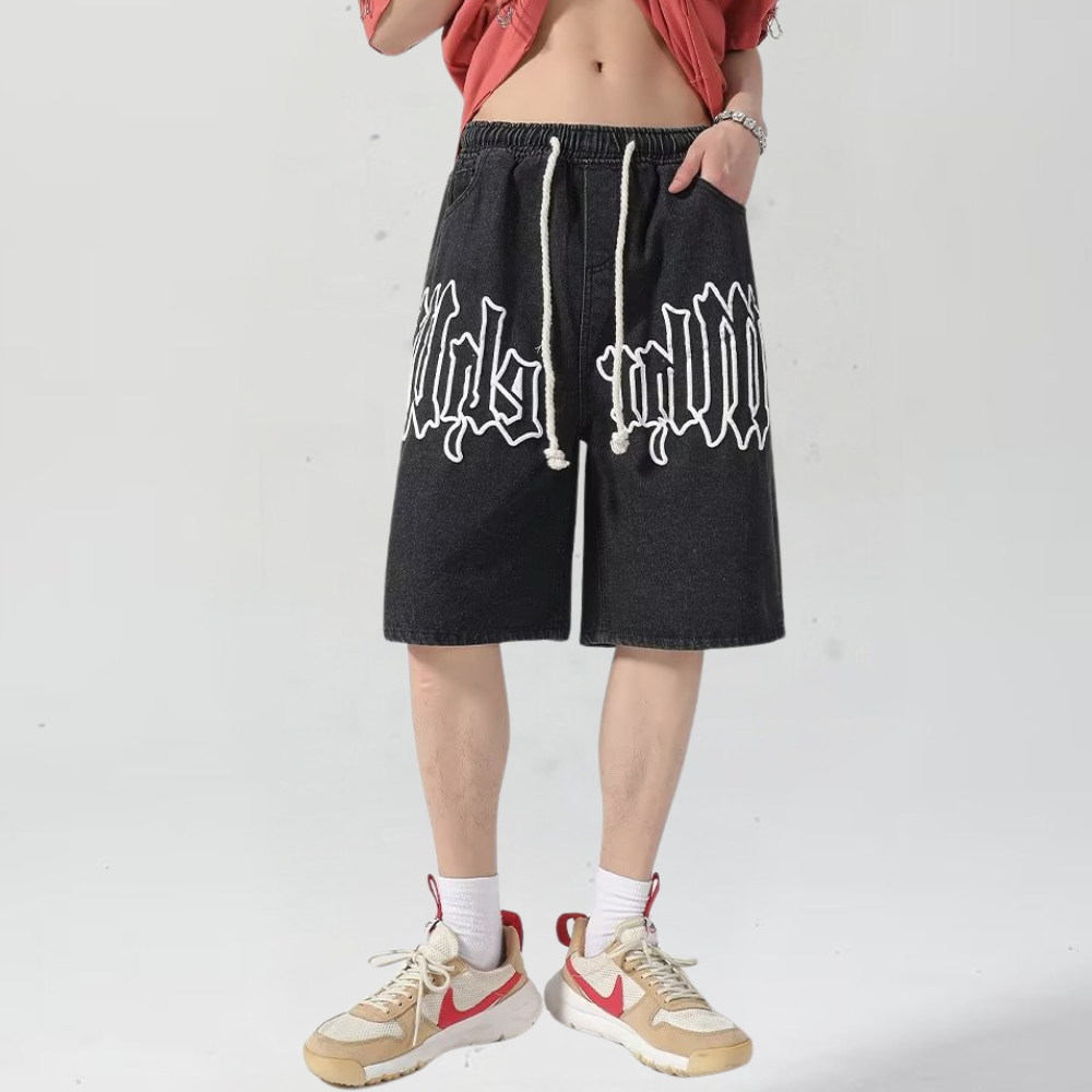 3D Letter Drawstring Shorts