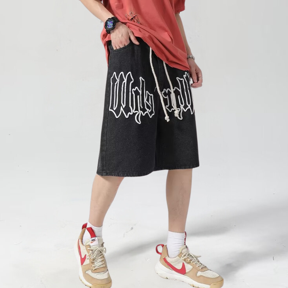 3D Letter Drawstring Shorts