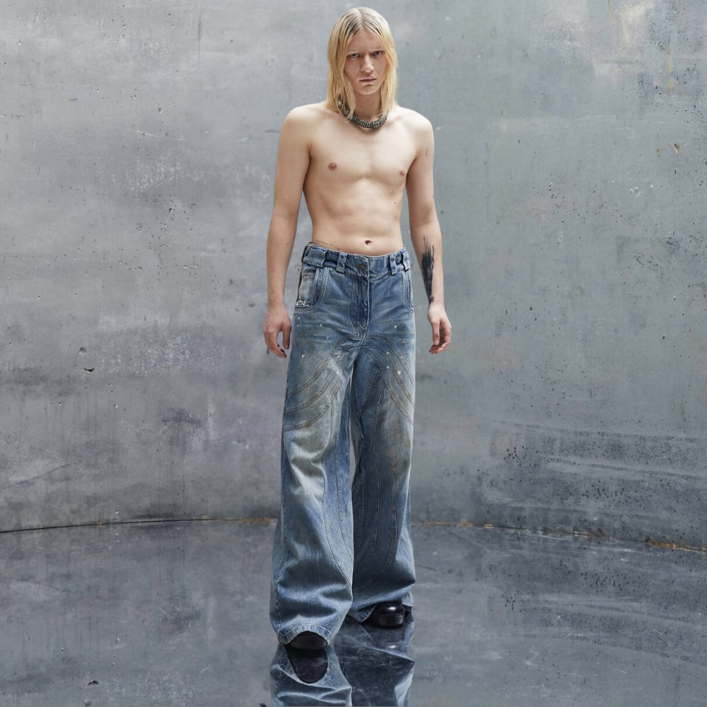 3D Cut Ink Splash Jeans