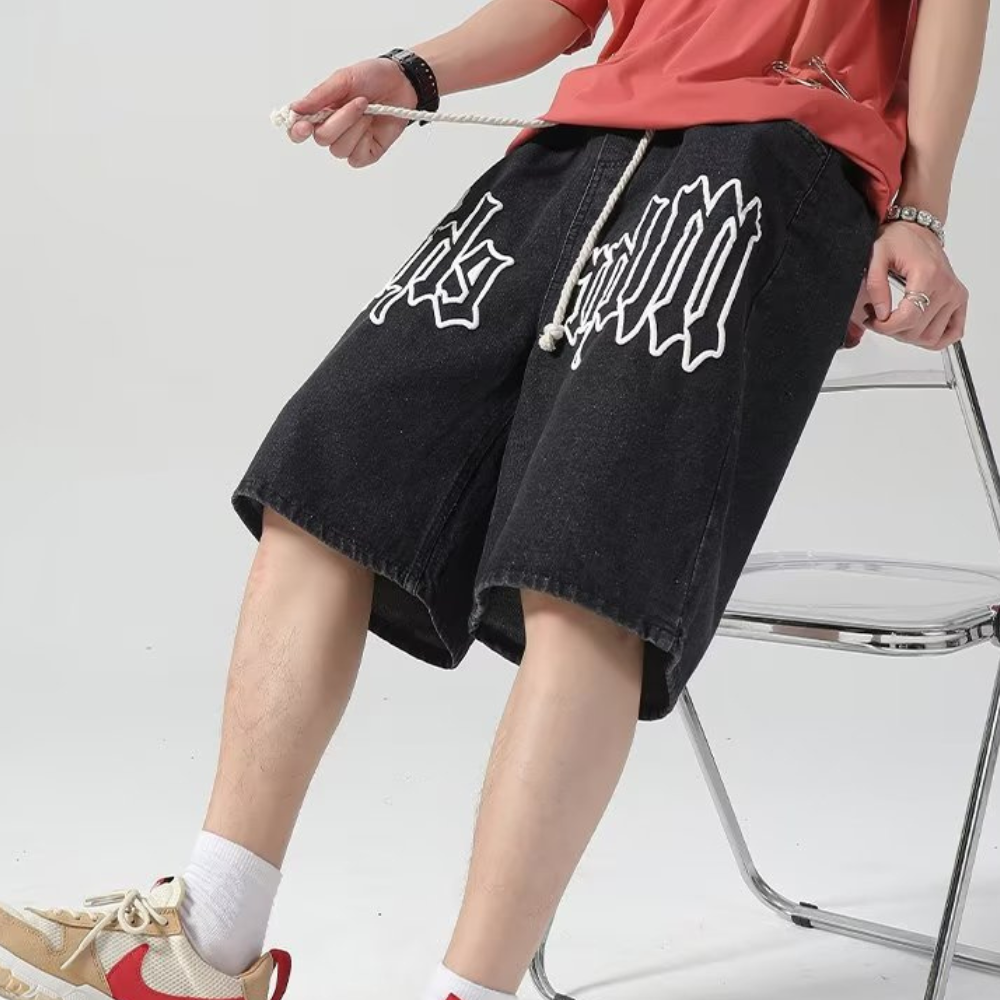 3D Letter Drawstring Shorts