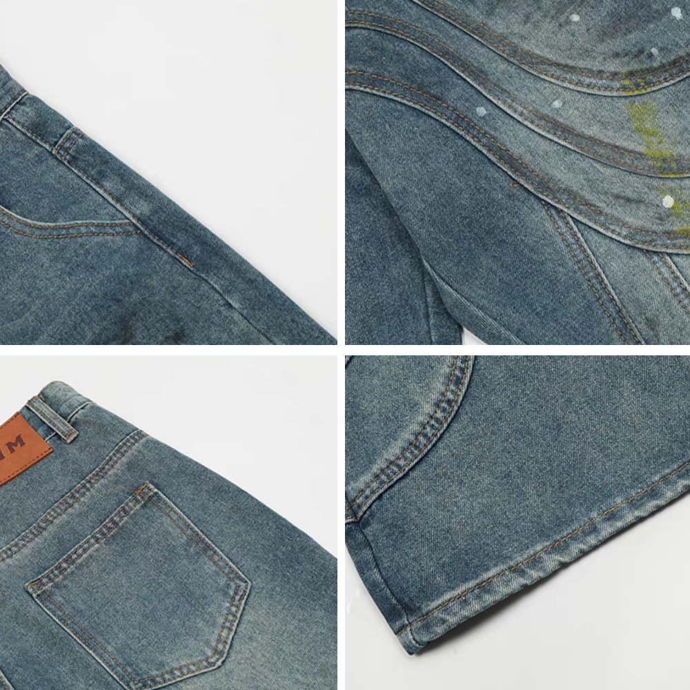 3D Cut Ink Splash Jeans