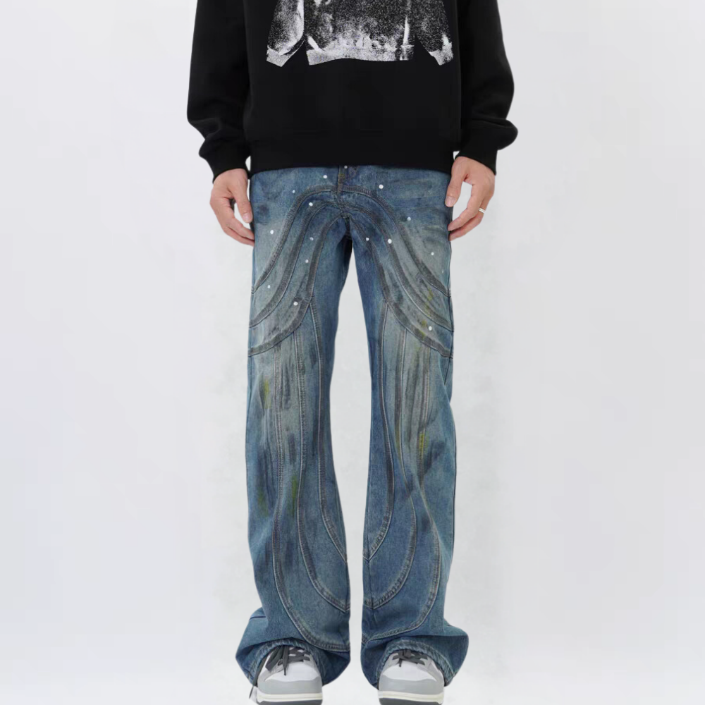 3D Cut Ink Splash Jeans