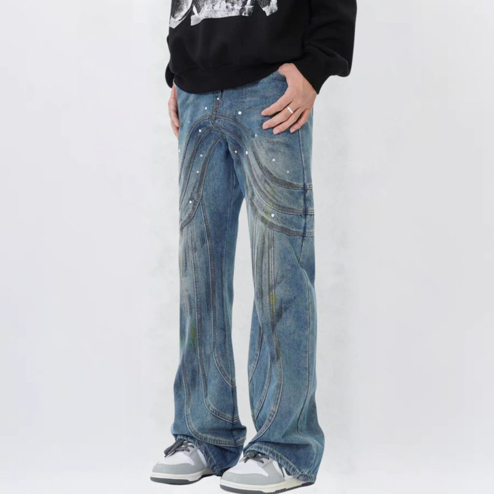 3D Cut Ink Splash Jeans