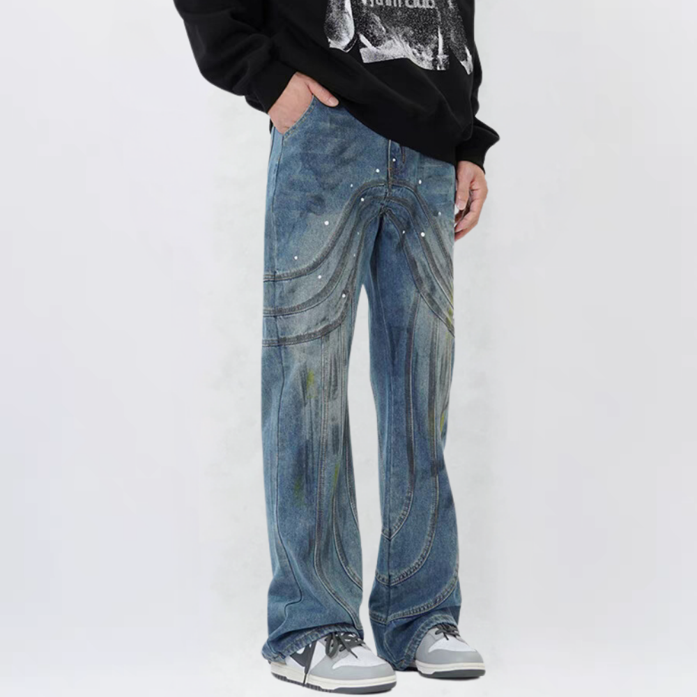 3D Cut Ink Splash Jeans