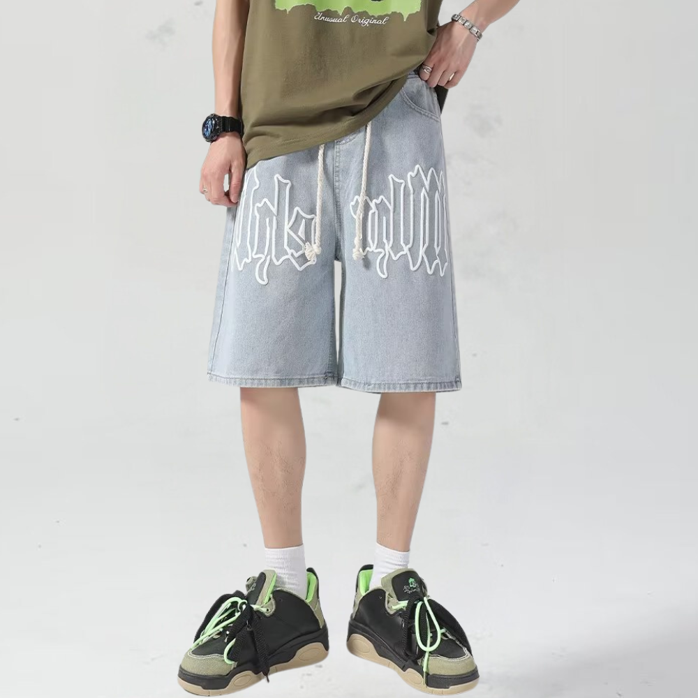 3D Letter Drawstring Shorts