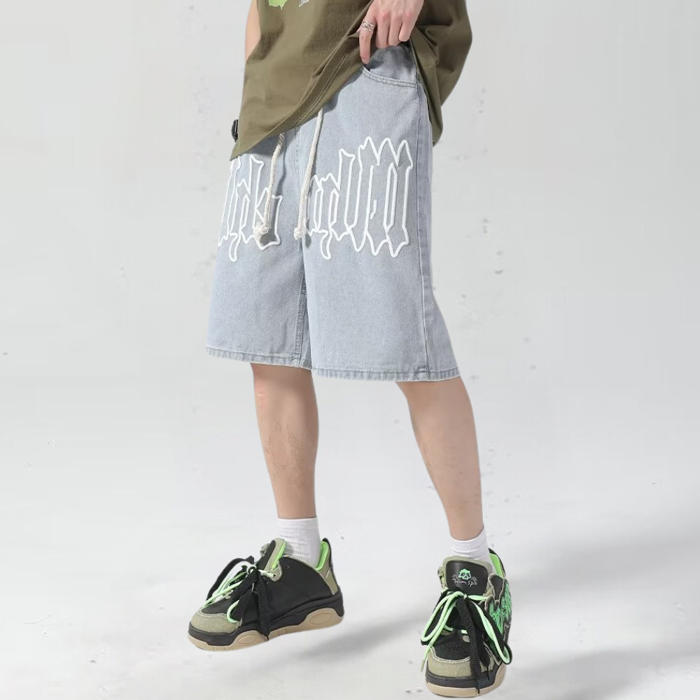3D Letter Drawstring Shorts