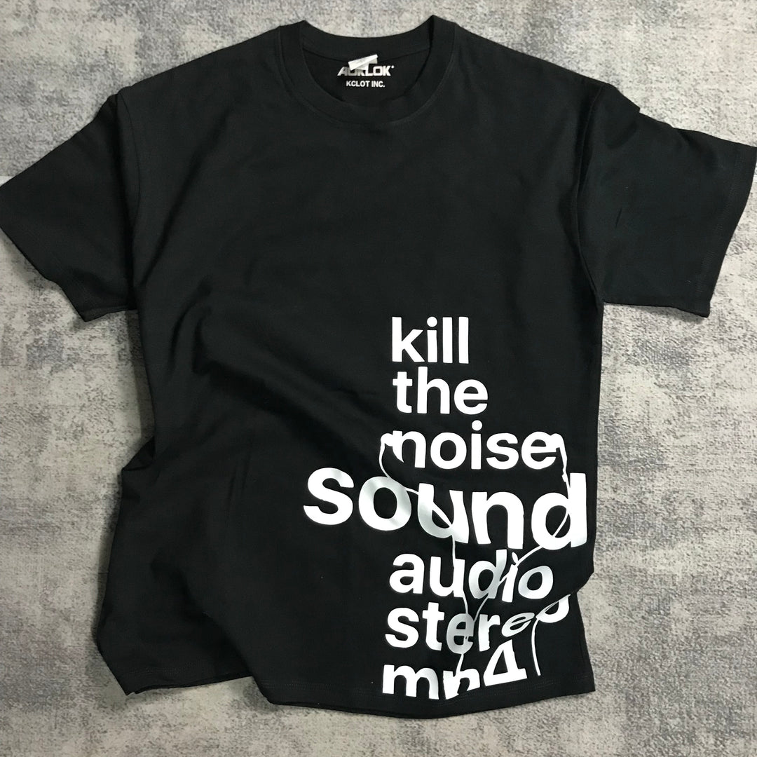 Unseen Echoes Melancholy Trend Letters Earphone Retro T-shirt