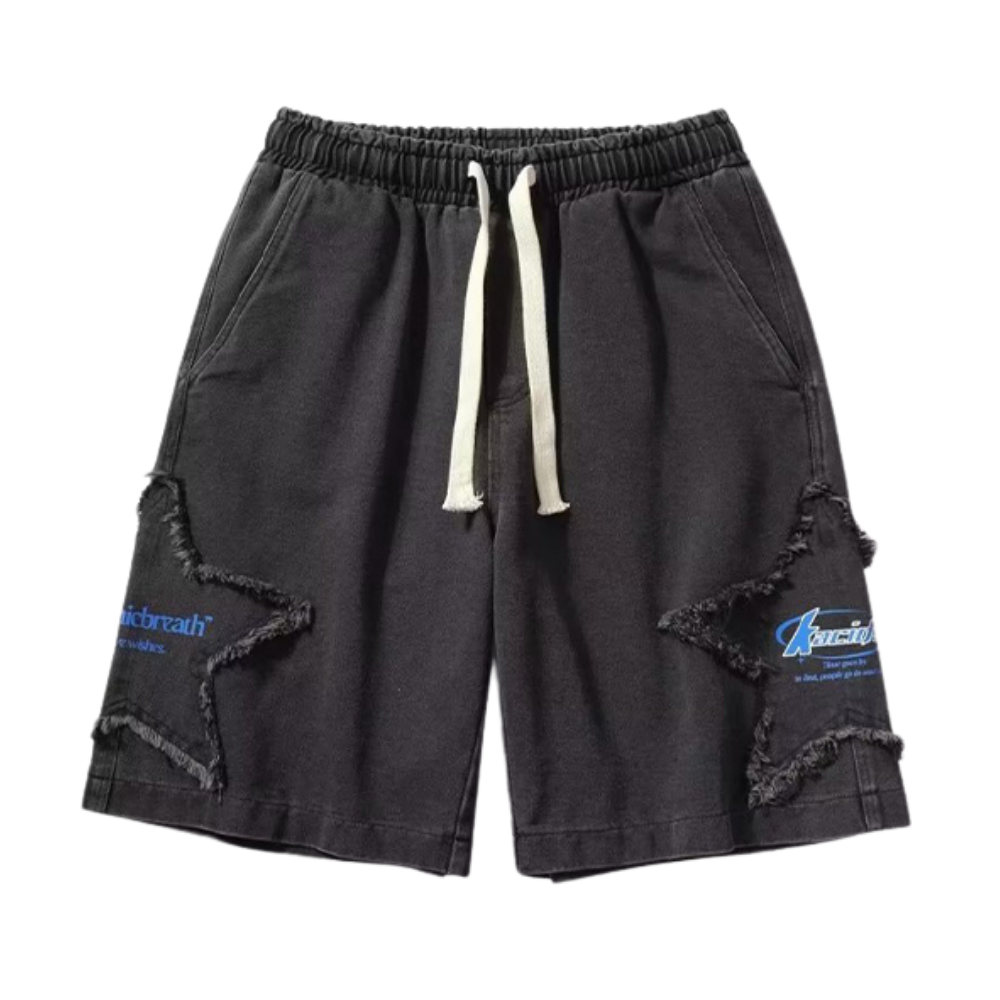 3D Star Embroidered Shorts
