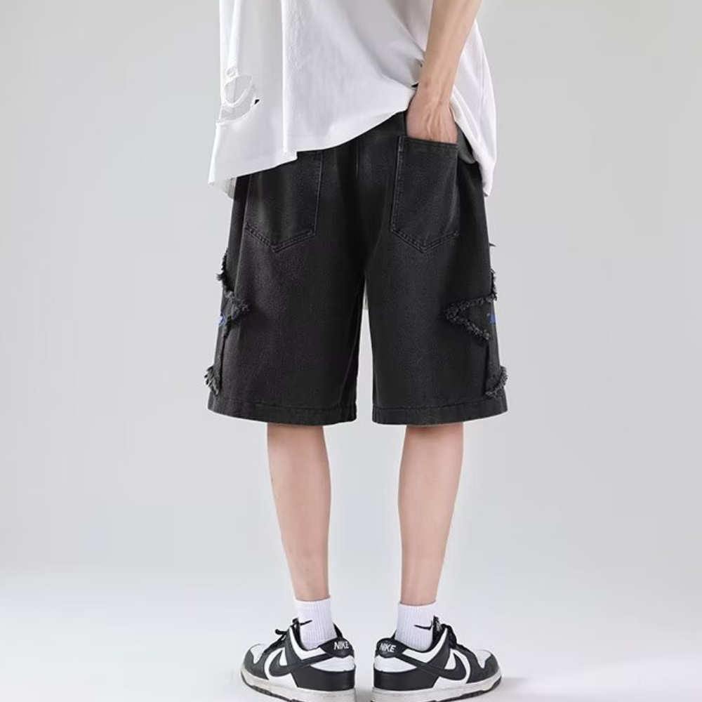 3D Star Embroidered Shorts