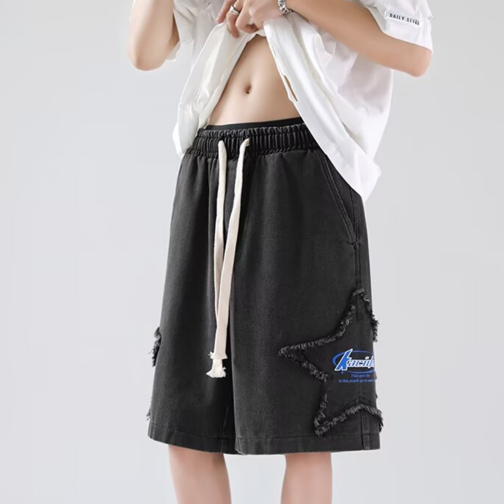 3D Star Embroidered Shorts