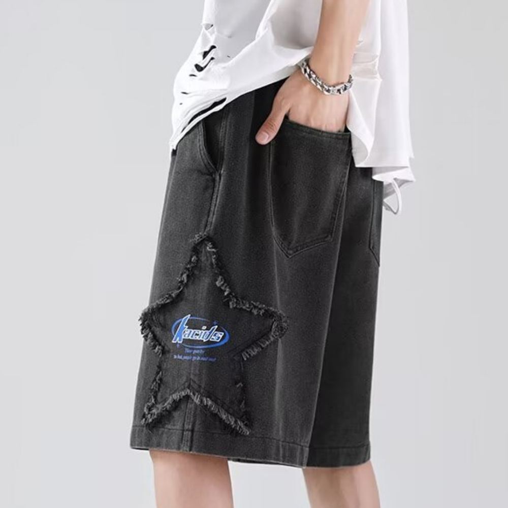 3D Star Embroidered Shorts