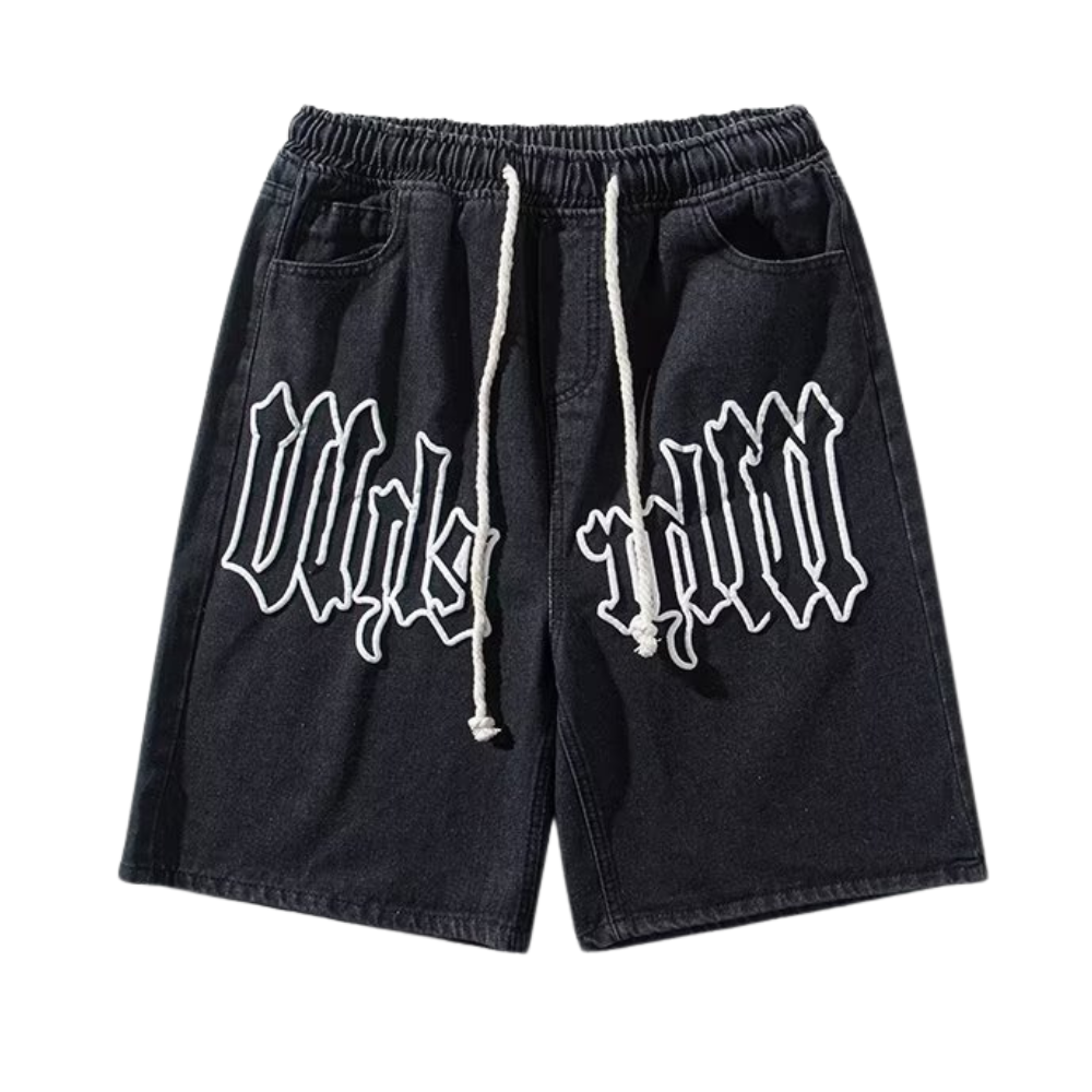 3D Letter Drawstring Shorts