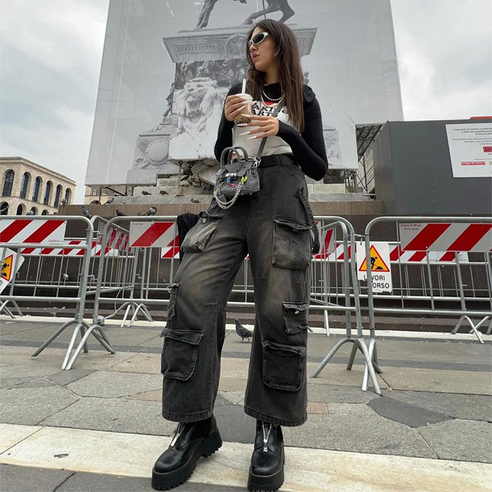 BAGGOUT Multi Pockets Baggy Cargo Jeans