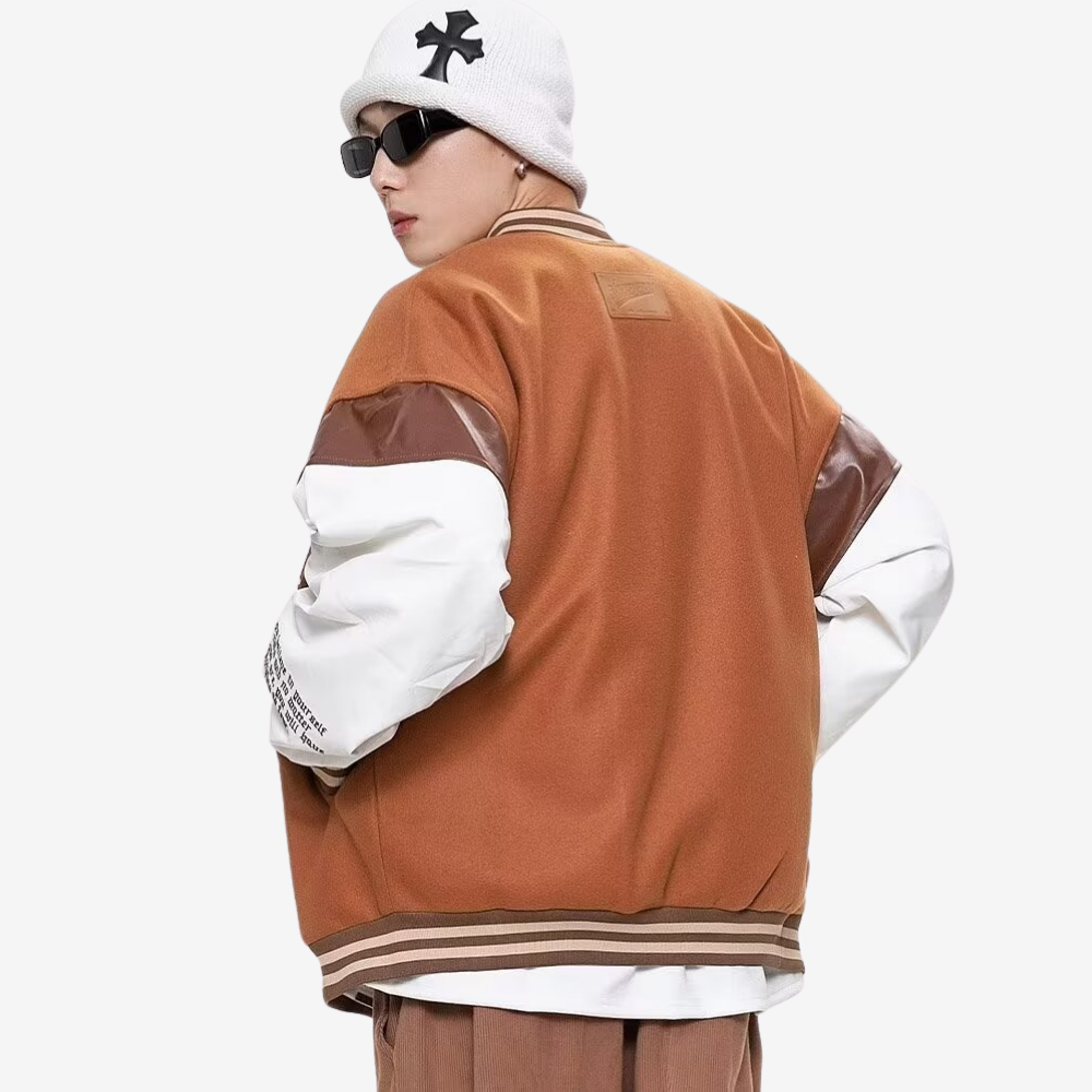 3D Embossed Lettering Suede Jacket