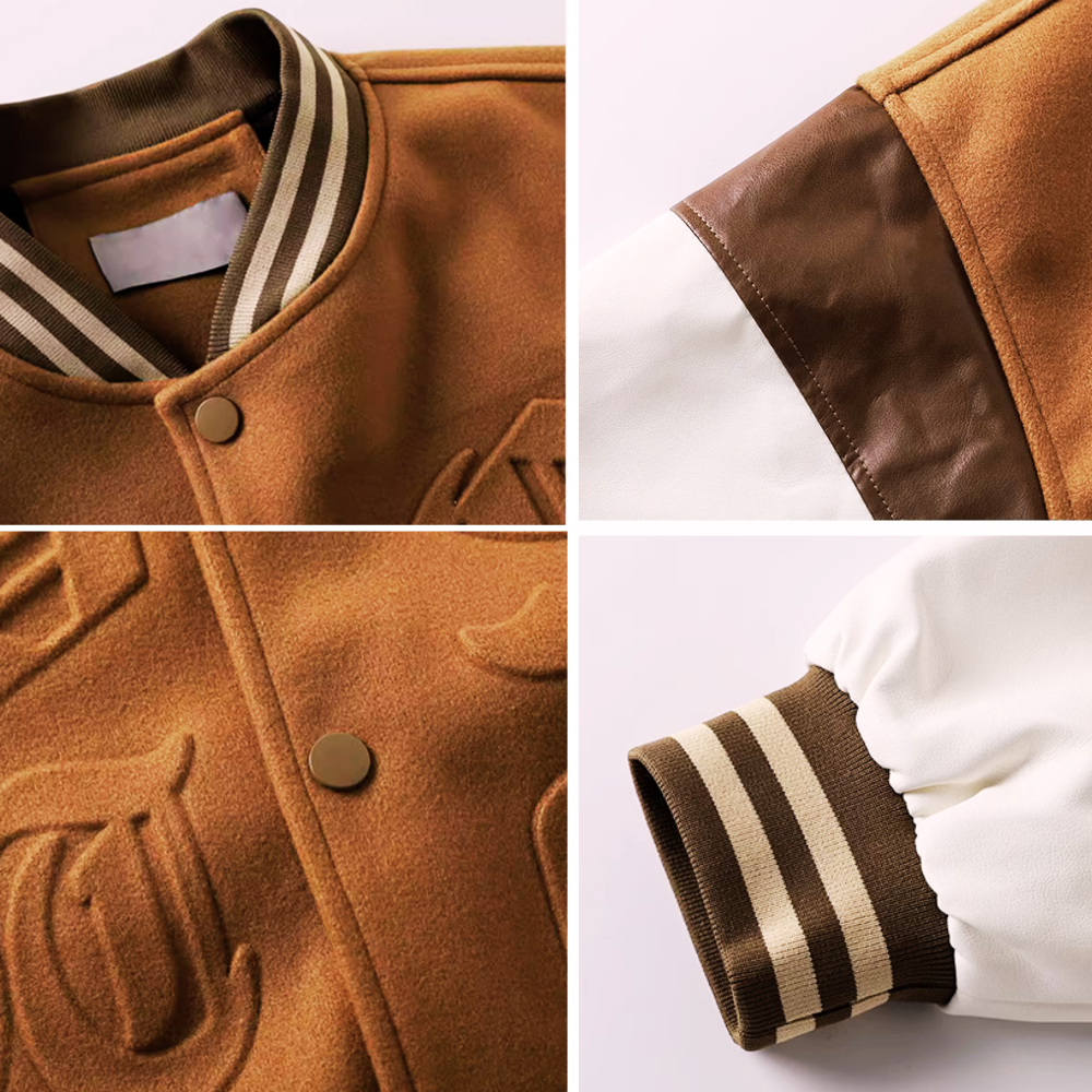 3D Embossed Lettering Suede Jacket