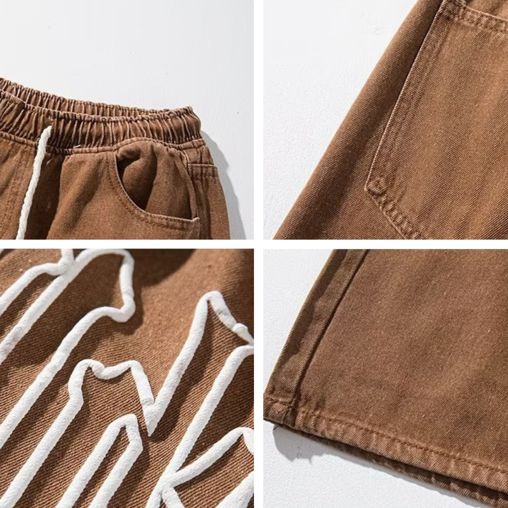 3D Letter Drawstring Shorts