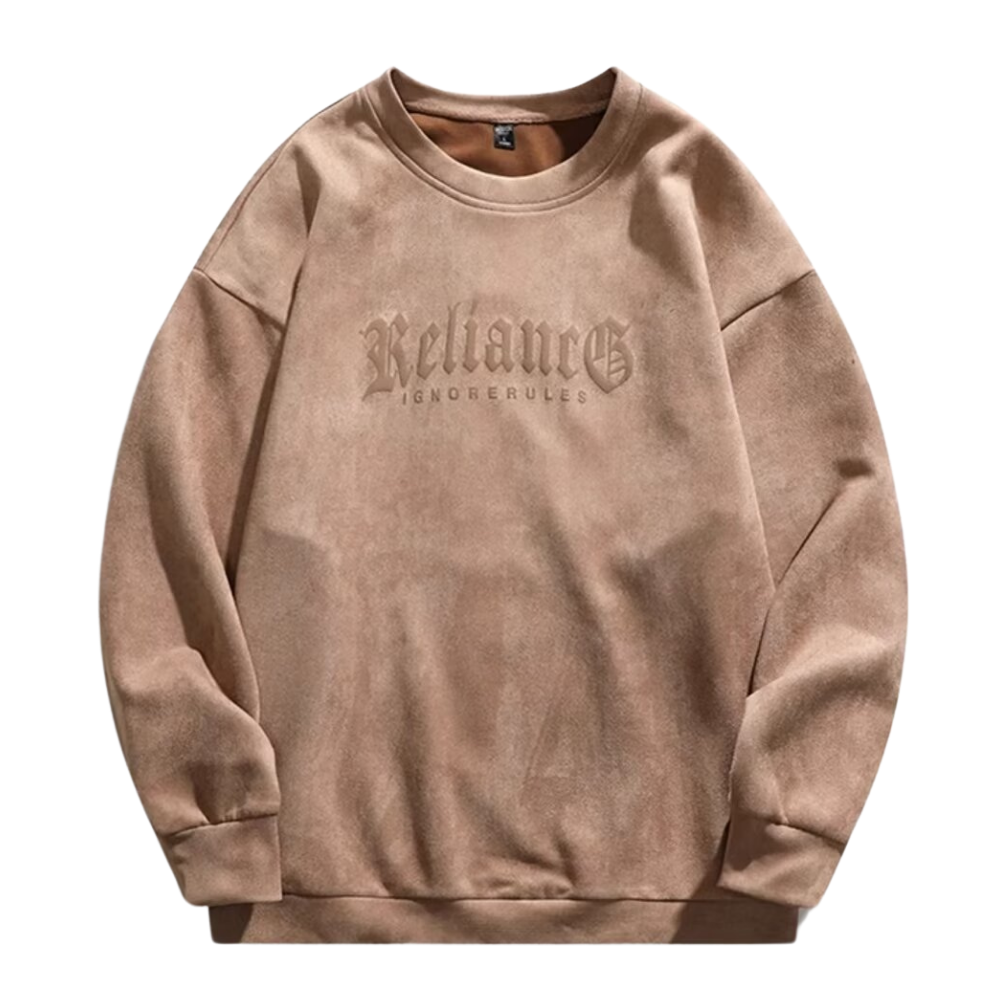 3D Circle Letter Print Suede Sweatshirt