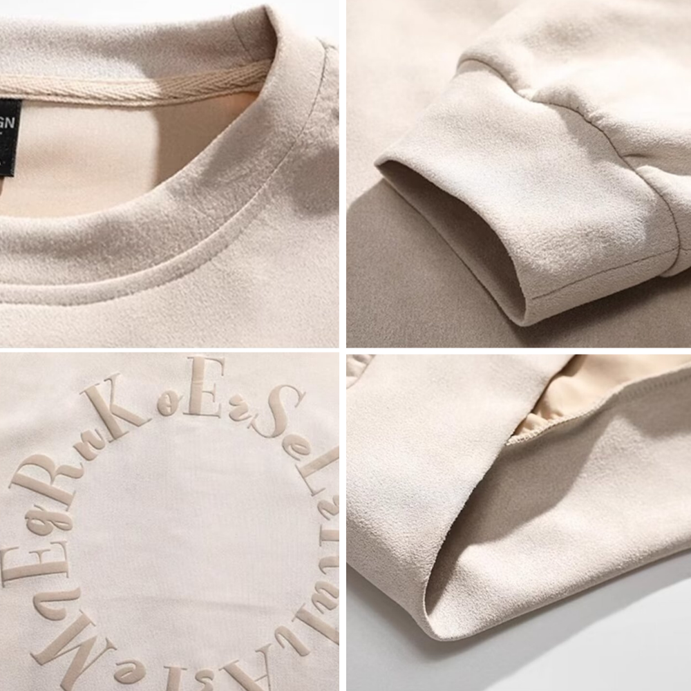 3D Circle Letter Print Suede Sweatshirt