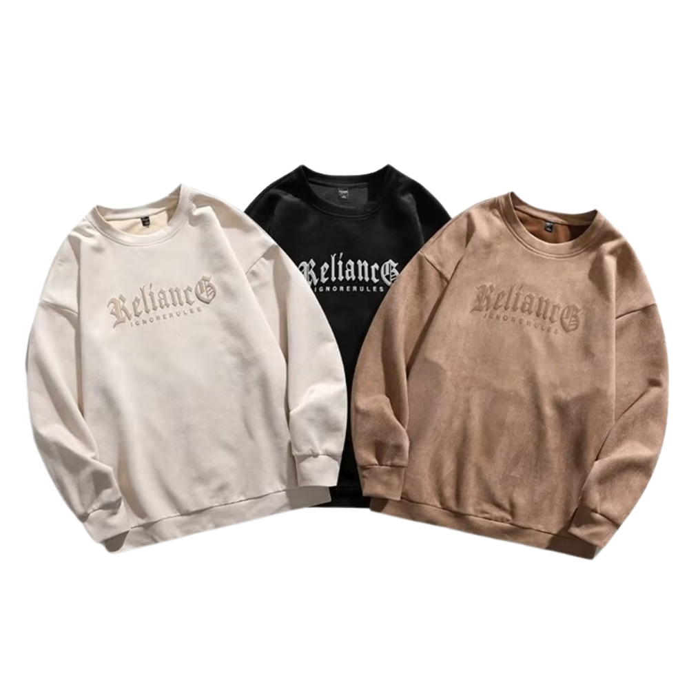 3D Circle Letter Print Suede Sweatshirt