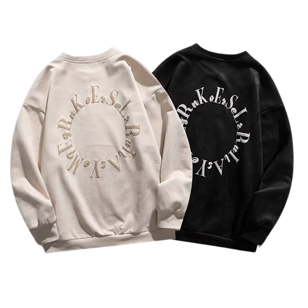 3D Circle Letter Print Suede Sweatshirt