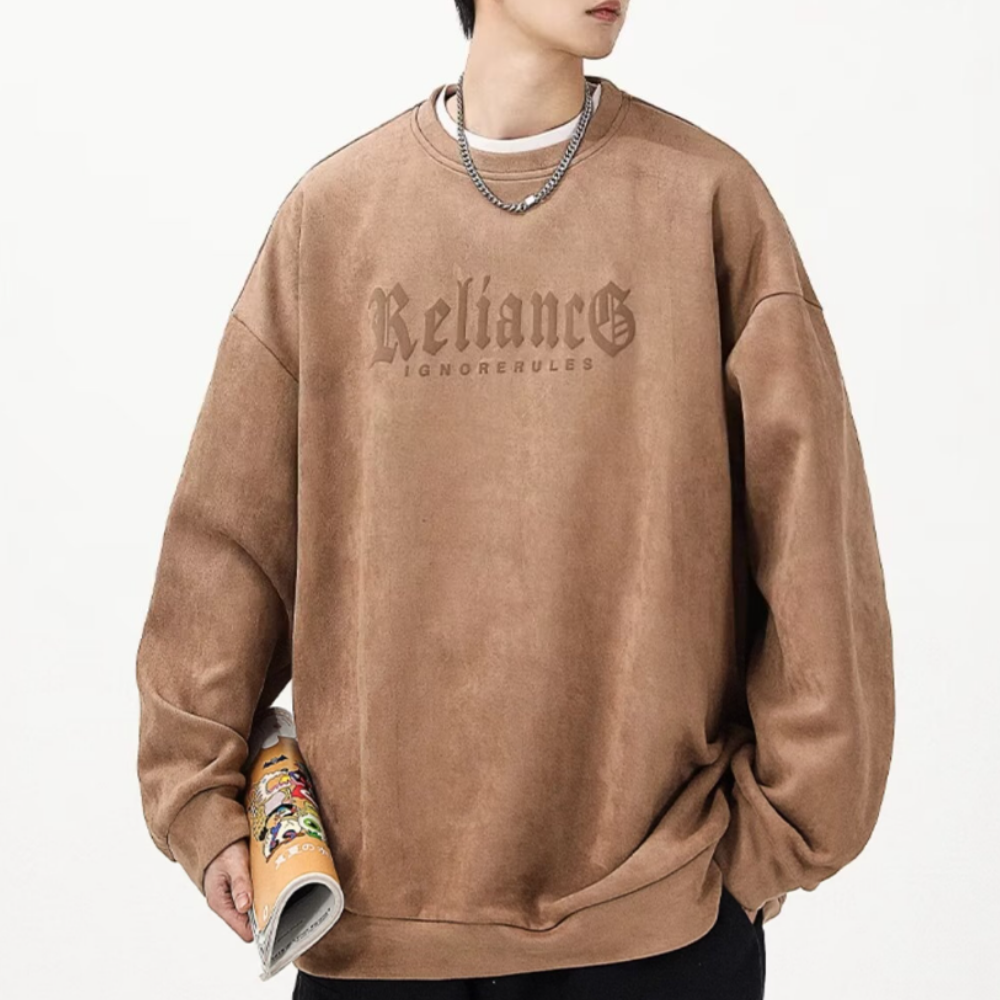 3D Circle Letter Print Suede Sweatshirt