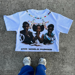 ART IN WAR Feed Hope Tee – A Prayer for the World Details
