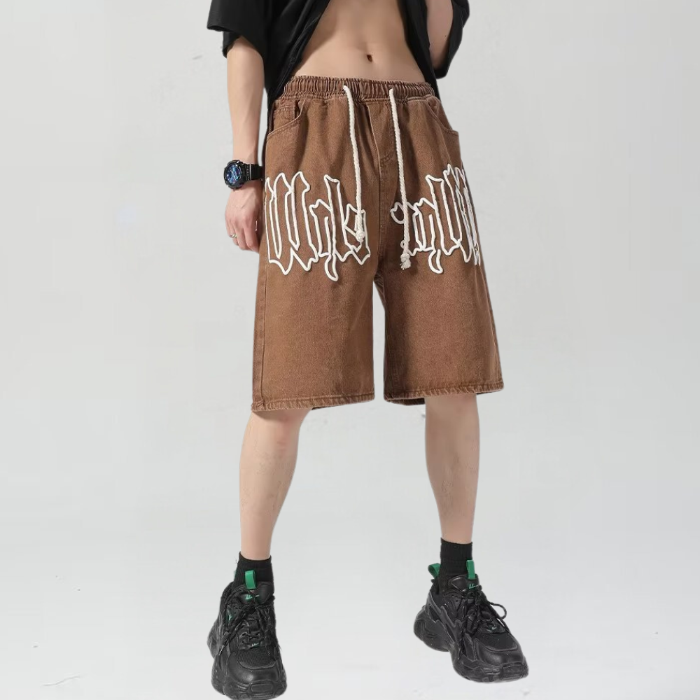 3D Letter Drawstring Shorts