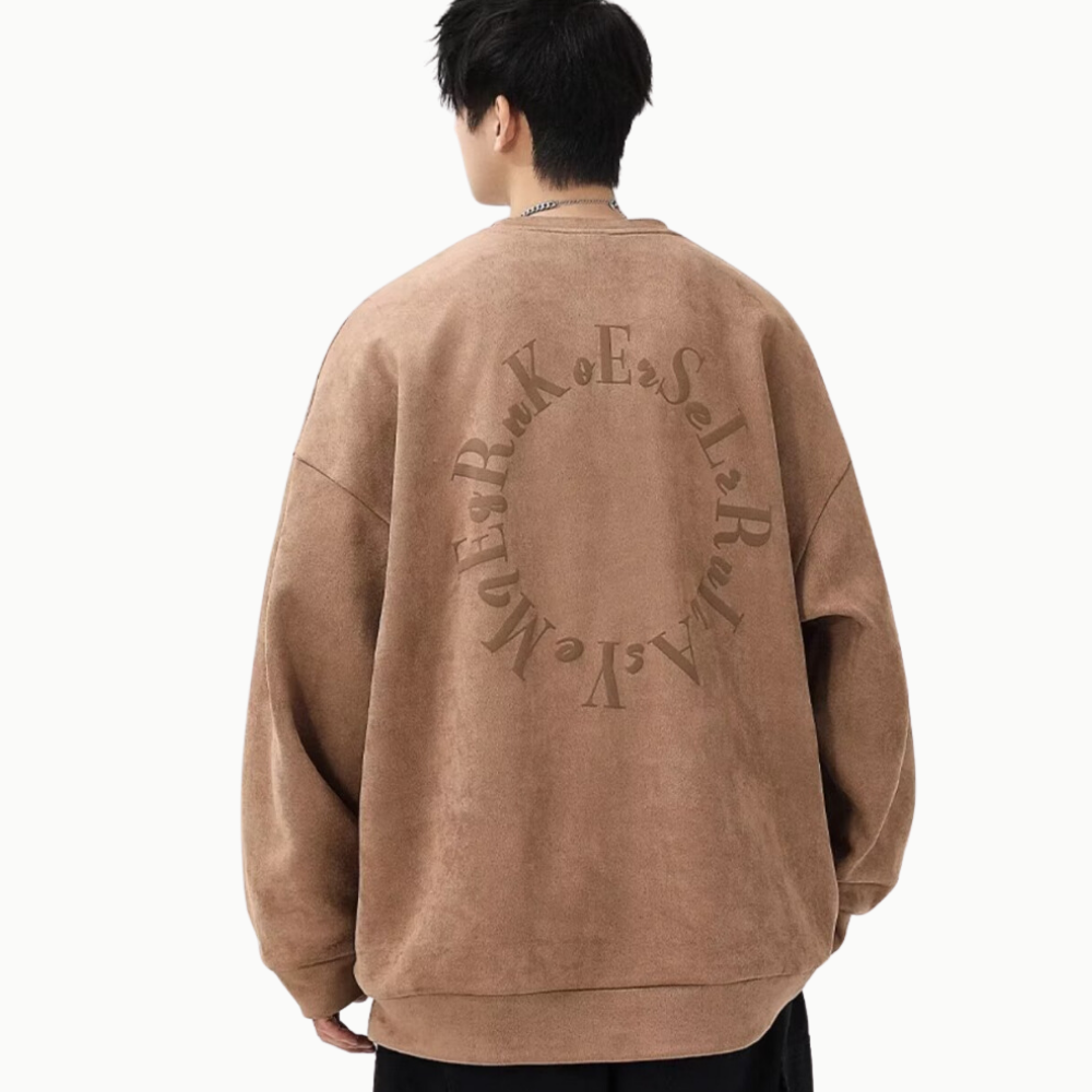 3D Circle Letter Print Suede Sweatshirt