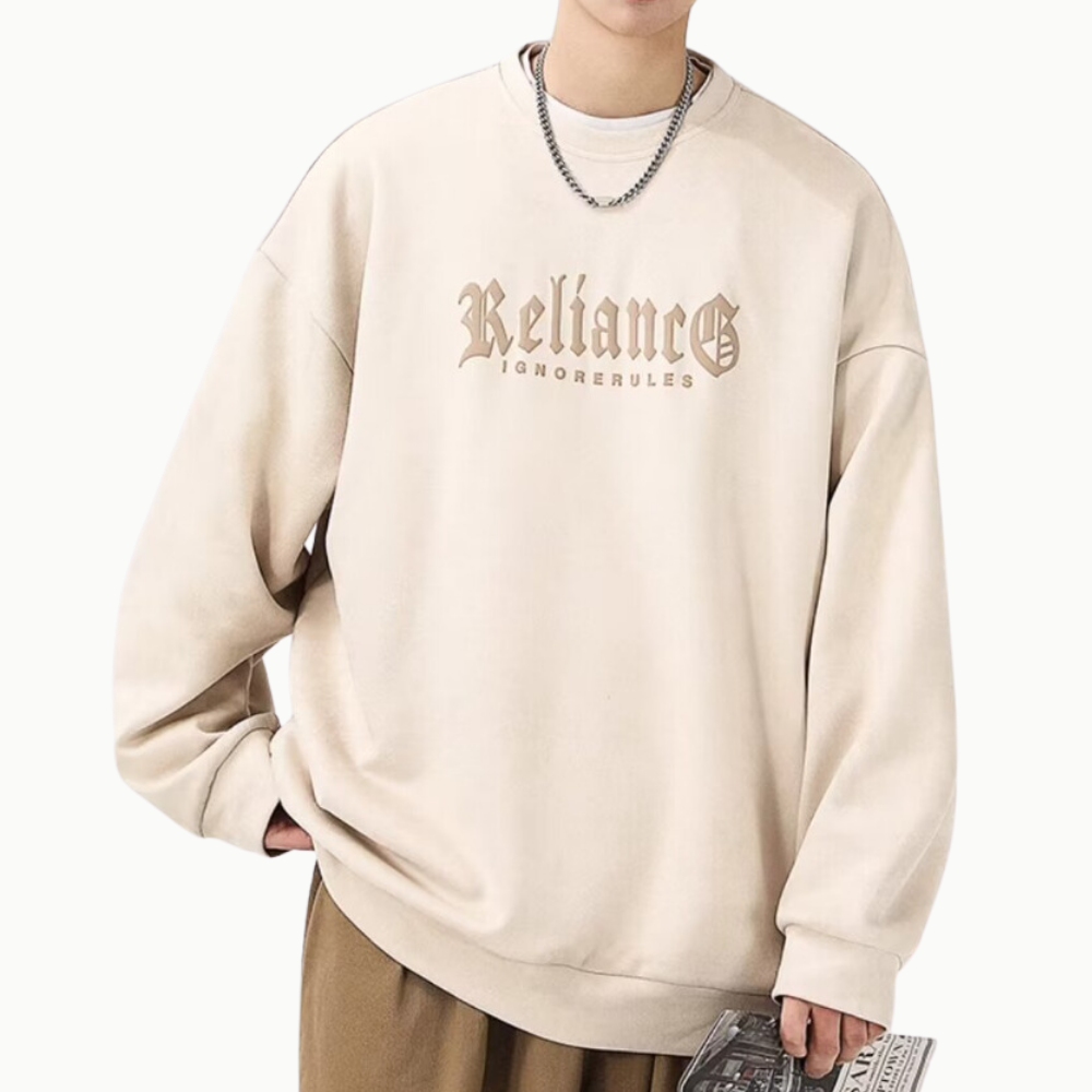 3D Circle Letter Print Suede Sweatshirt