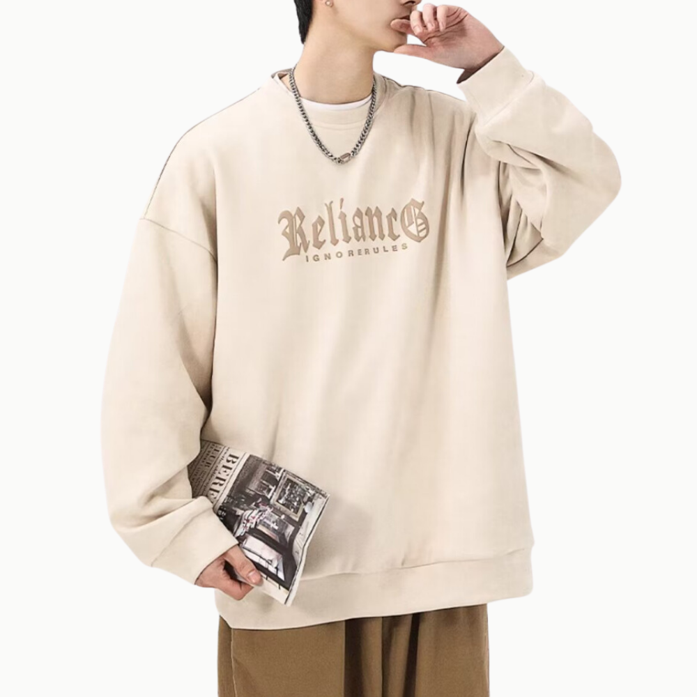 3D Circle Letter Print Suede Sweatshirt