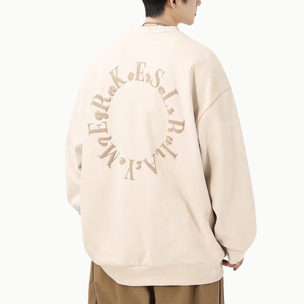 3D Circle Letter Print Suede Sweatshirt