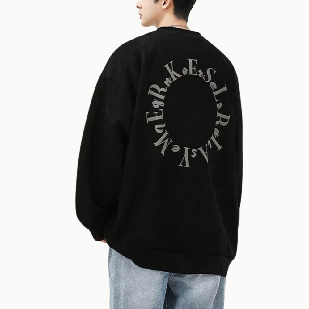 3D Circle Letter Print Suede Sweatshirt