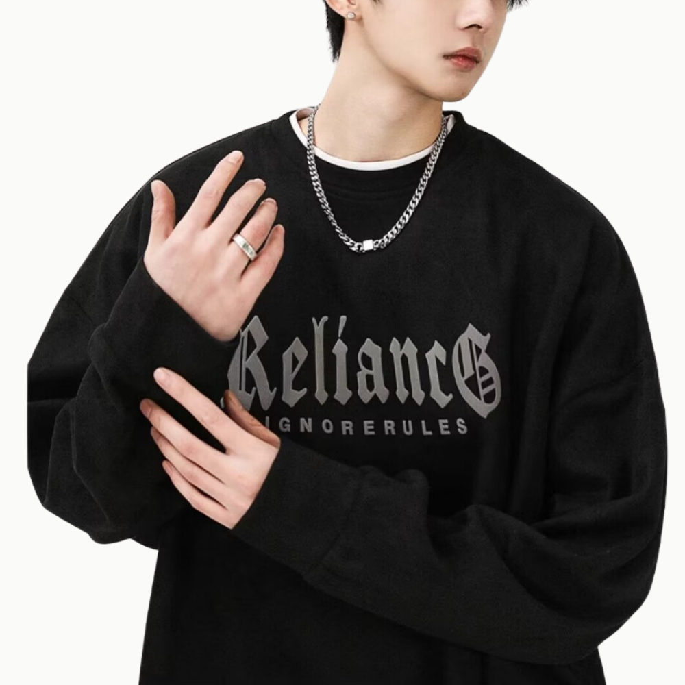 3D Circle Letter Print Suede Sweatshirt