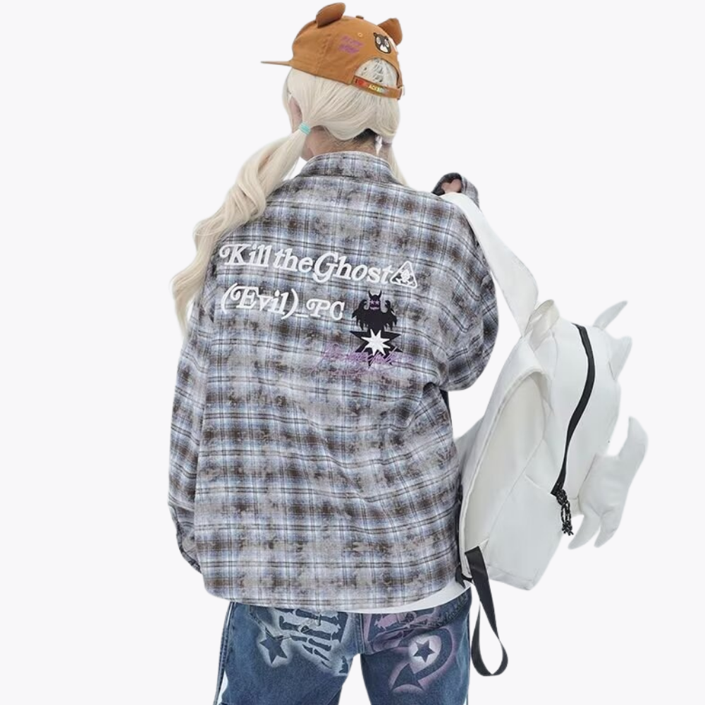 3D Devil Letters Embroidered Shirt