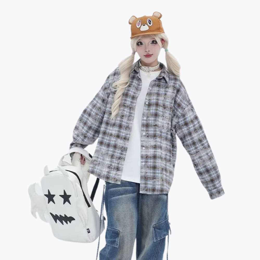 3D Devil Letters Embroidered Shirt