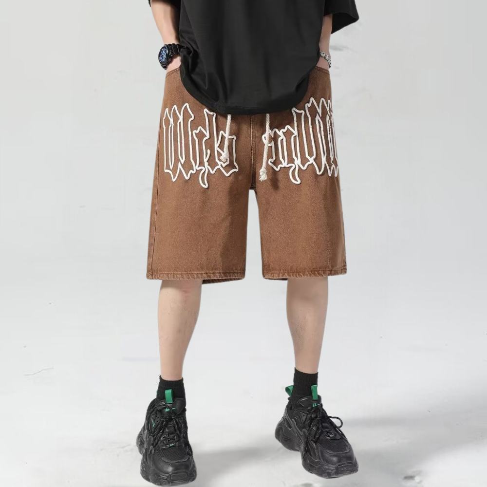 3D Letter Drawstring Shorts