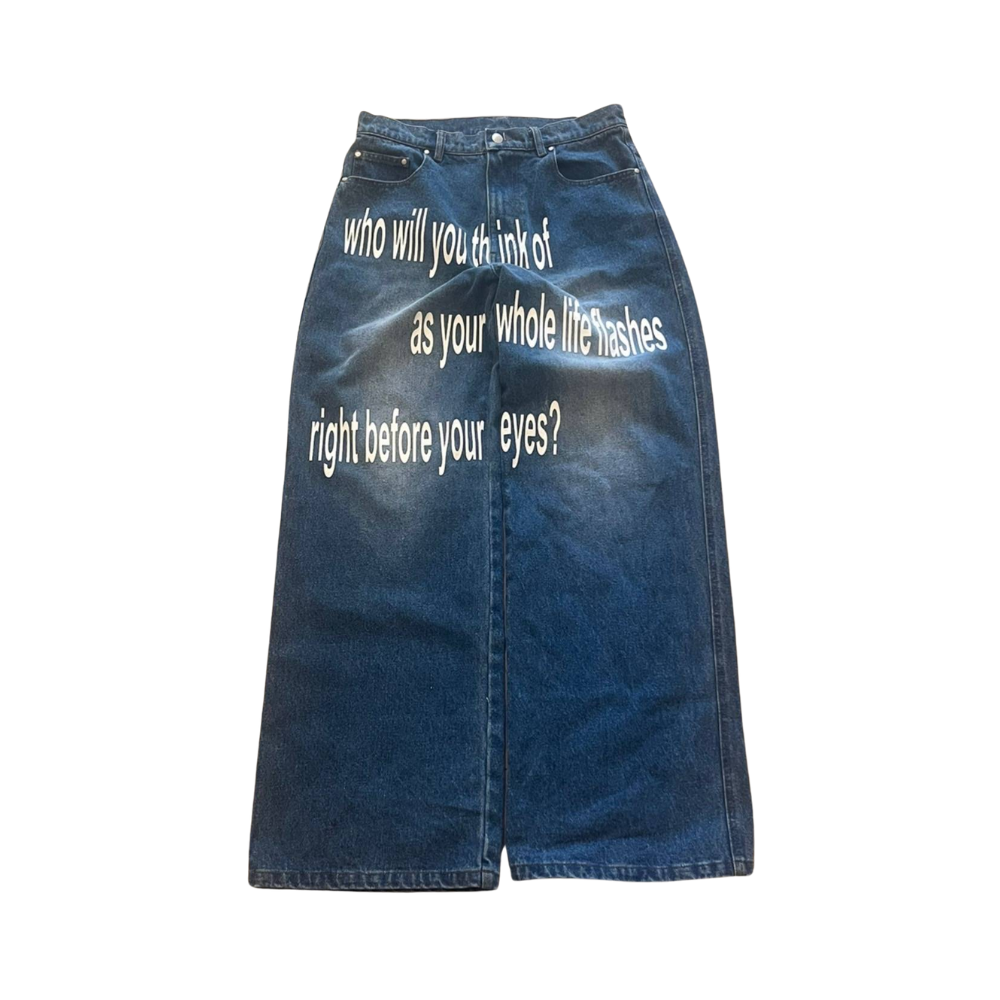 Unseen Echoes Flash Before Your Eyes Denim jeans