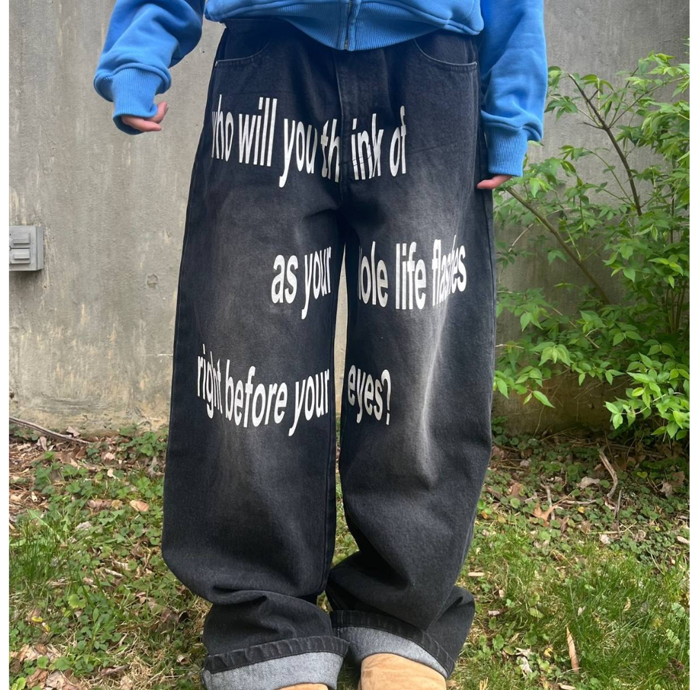 Unseen Echoes Flash Before Your Eyes Denim jeans