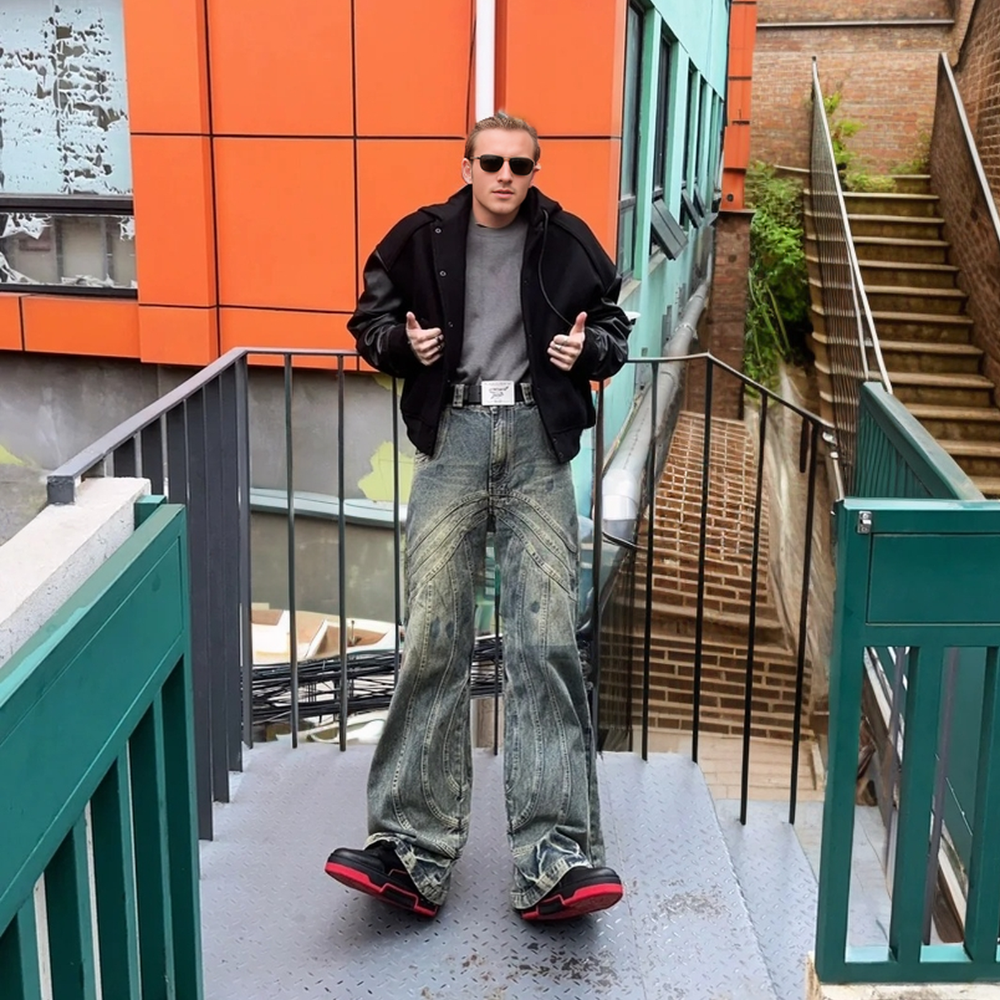 3D Cut Ink Splash Jeans