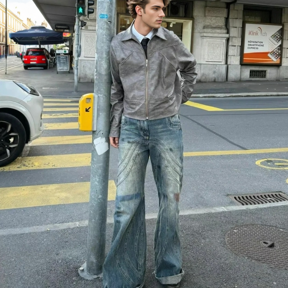 3D Cut Ink Splash Jeans