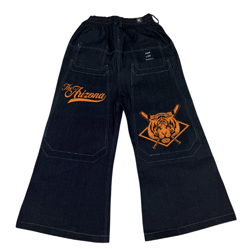 BAGGOUT Tiger print black jeans casual wide-leg slacks